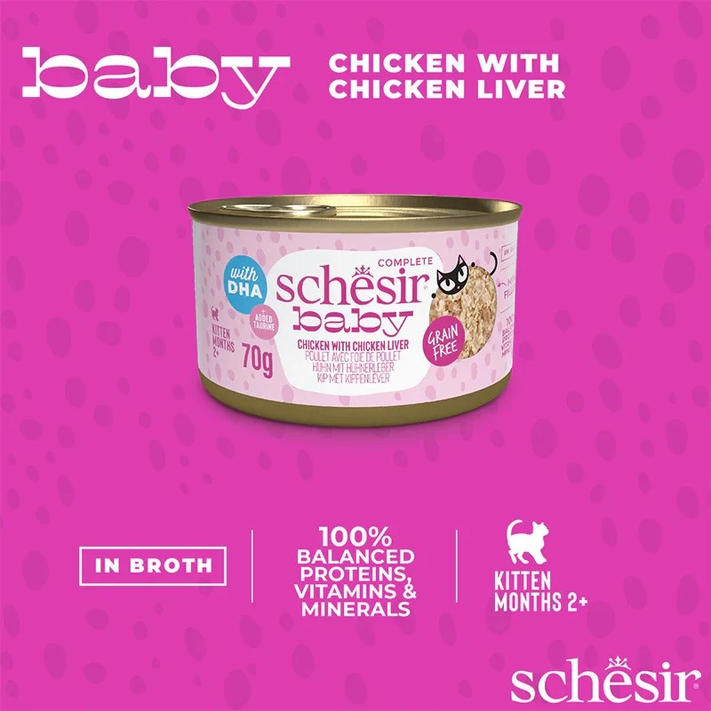 Comida húmeda para gatos Agras Pet Foods Schesir Baby en caldo 70 g — pollo, sin cereales, para gatitos