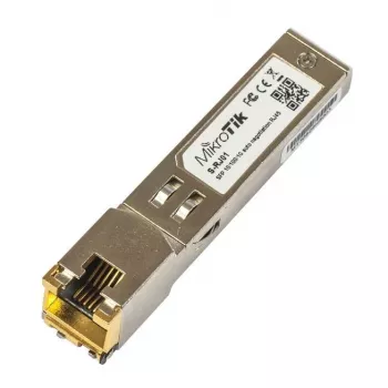 Módulo de switch de red MikroTik S-RJ01 — 1× Gigabit Ethernet (RJ-45), 1000 Mbit/s, velocidad de datos 1,25 Gbit/s, transmisión 0,1 km