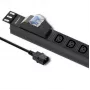 Qoltec 53999 Regleta PDU para rack de 19 pulgadas, 1U, 8x IEC C13, 10 A, con disyuntor, 2 m