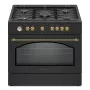 Ravanson Retro KWGE–90AR cocina de gas y eléctrica (negro)