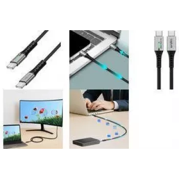 Cable USB 3.2 Gen2x2 Type-C de LogiLink C/macho a LED negro CU0432 - Cable - Digital/Datos