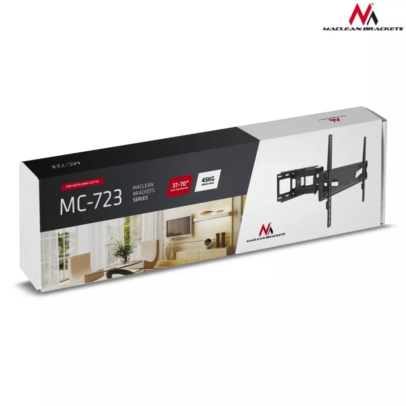 Maclean MC-723 B - soporte de pared para pantalla 37-70, 600x400 VESA, para máx. 40 kg, negro
