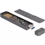 Delock - carcasa para almacenamiento - carcasa externa para SSD M.2 NVME PCIe o SSD SATA con conector macho USB 10 Gbps Type-A - M.2 - tarjeta M.2 NVMe / SATA 6Gb/s - USB