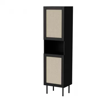 Armario de almacenaje Cama Meble JUTA 50×39,5×190 cm, de suelo a pared, negro con acabado Linol Calabria
