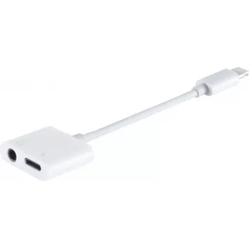 shiverpeaks BASIC-S Adaptador, conector de 8 pines a audio de 3,5 mm y toma de 8 pines con carga, blanco