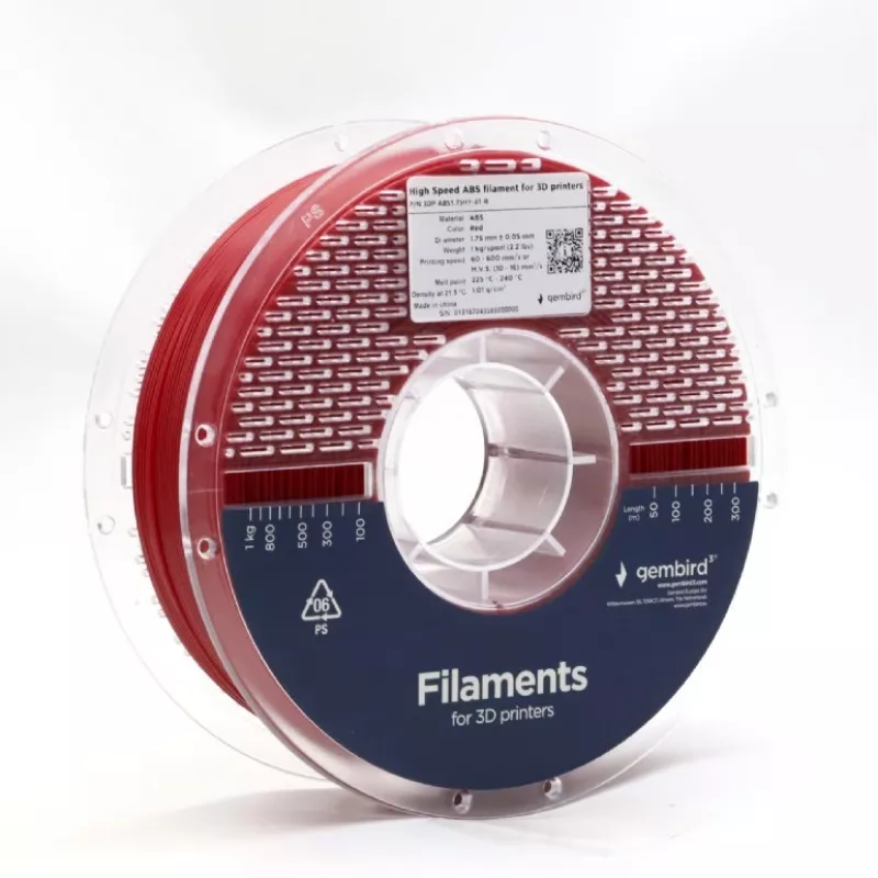 Filamento para impresión 3D GEMBIRD ABS 1,75 mm Rojo 1 kg