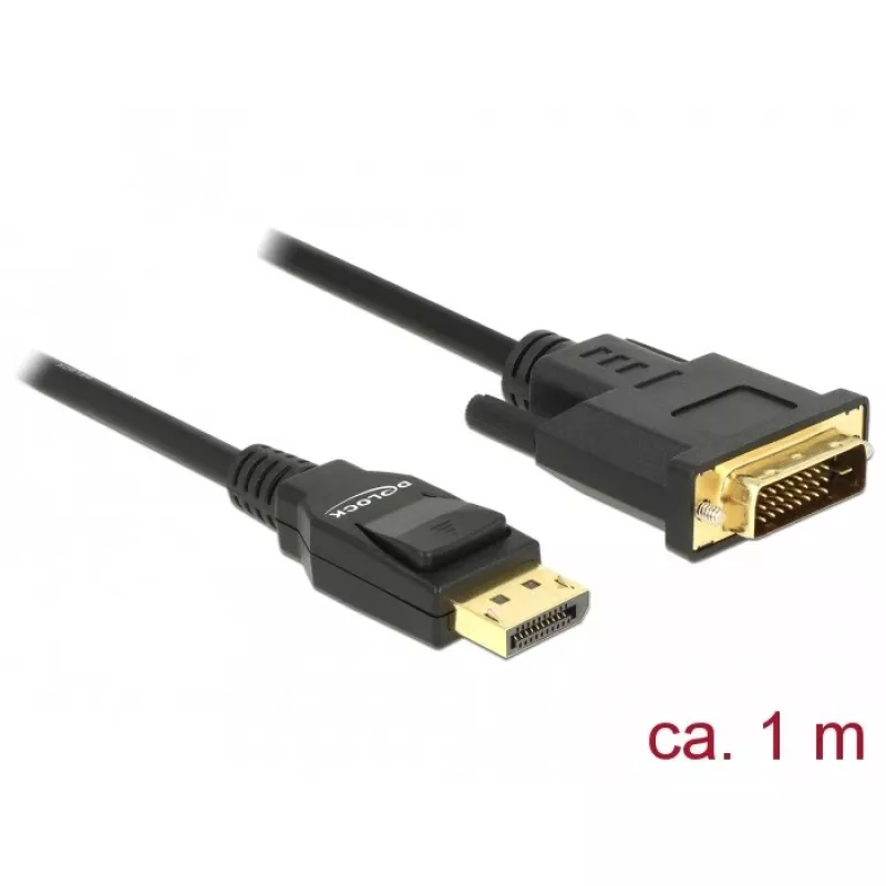 Adaptador de cable de vídeo DeLOCK 85312 1m DisplayPort a DVI-D negro