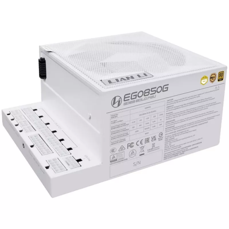 Fuente de alimentación Lian Li EDGE GOLD 850 80 PLUS Gold, PCIe 5.1, ATX 3.1 - 850 vatios, blanca