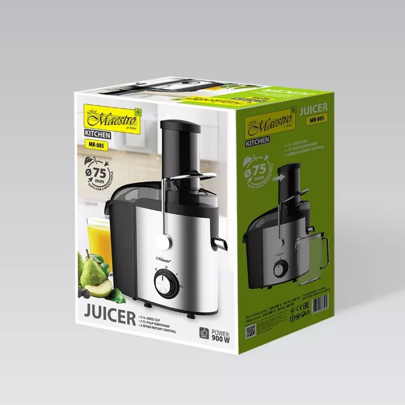 Maestro MR-805 licuadora de frutas, 900 W, negro/plateado