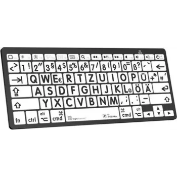 LogicKeyboard XL-Print negro sobre blanco DE Mac Bluetooth — distribución alemana, etiquetas específicas para Mac