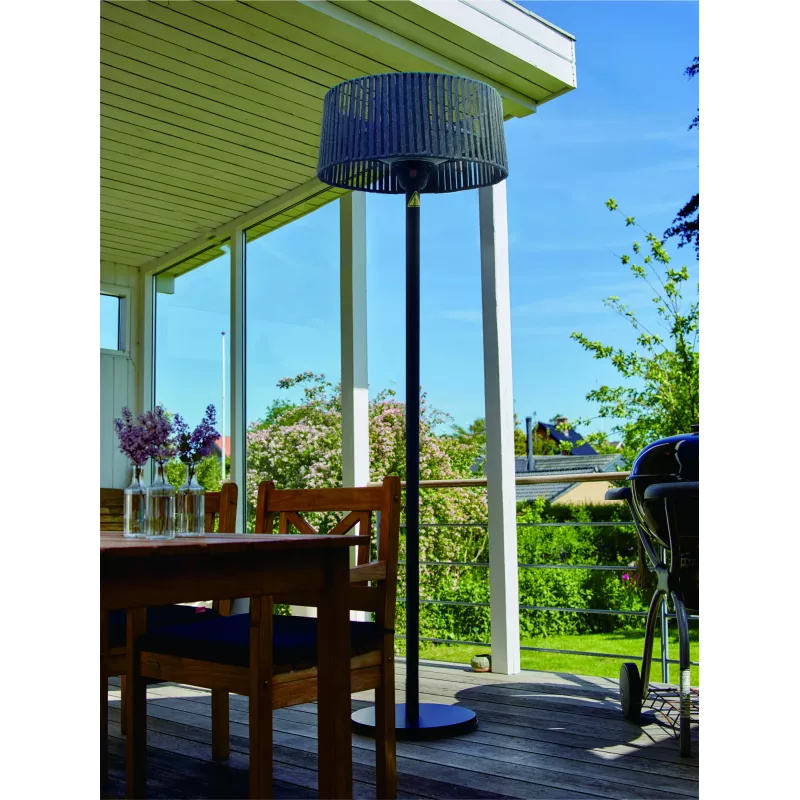 Estufa eléctrica de pie para exterior TunaBone, doble lámpara halógena transparente | TB1821SH-01 | Estufa para terraza | 2100 W | Negro