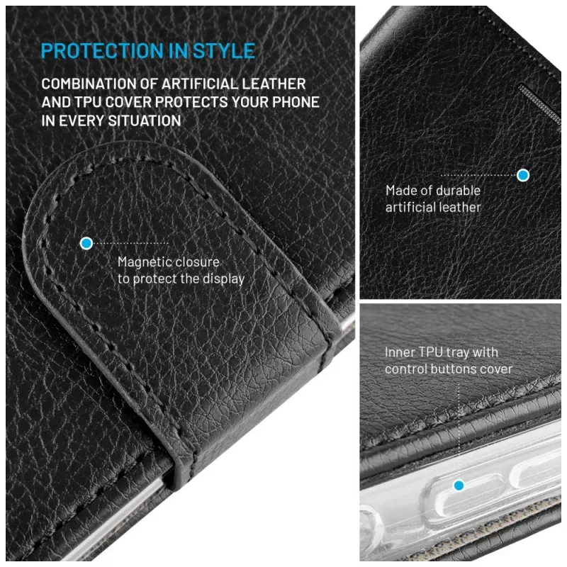 Fixed Opus | Funda tipo libro | Xiaomi | 15 | Piel | Negro