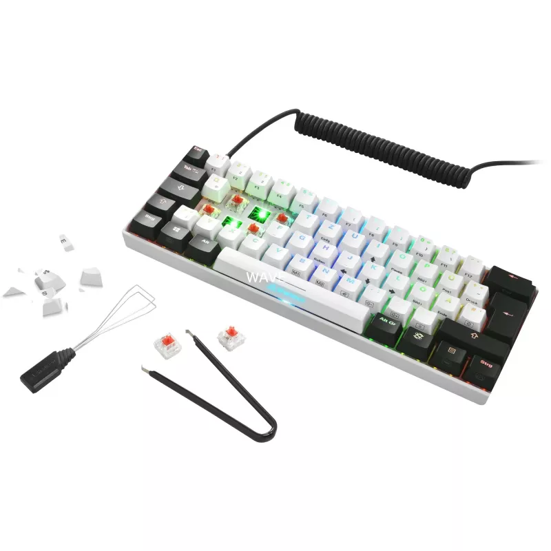 SKILLER SGK50 S4, teclado gaming blanco/negro, distribución PT, Kailh Red