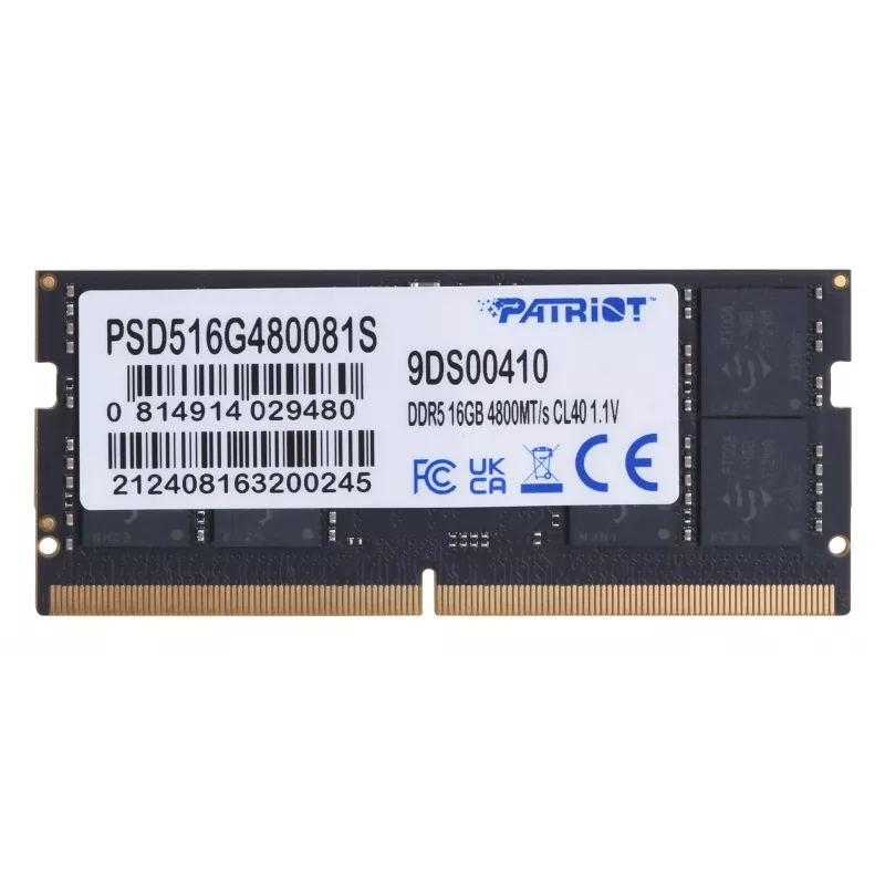Memoria PATRIOT Signature PSD516G480081S - 16 GB - 1 x 16 GB - DDR5 - 4800 MHz - SO-DIMM de 262 pines