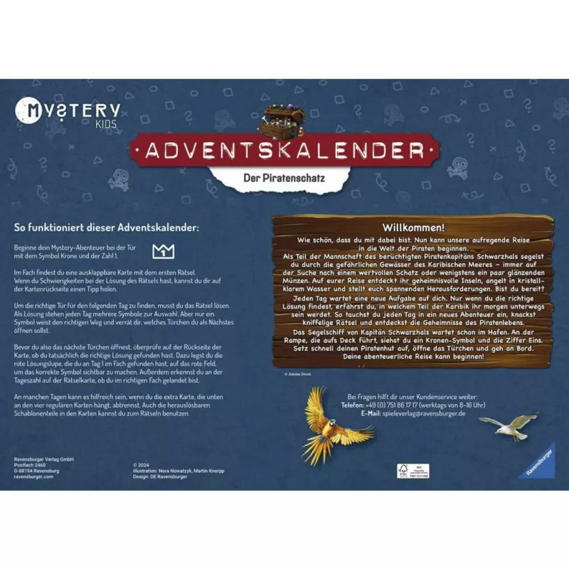 Mystery Kids calendario de adviento Der Piratenschatz, juego de rompecabezas