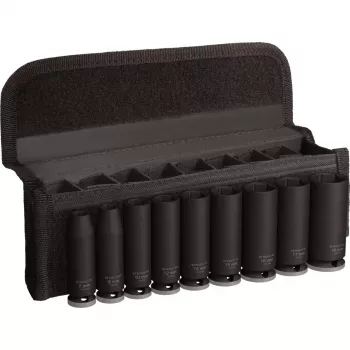 Set de vasos de impacto PRO 3/8, 9 piezas negro, largos
