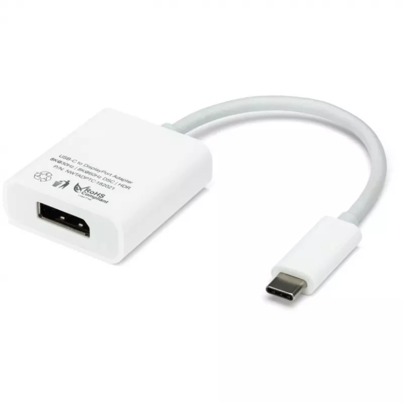 Adaptador USB, conector macho USB-C > conector hembra DisplayPort (Blanco, 11 cm)