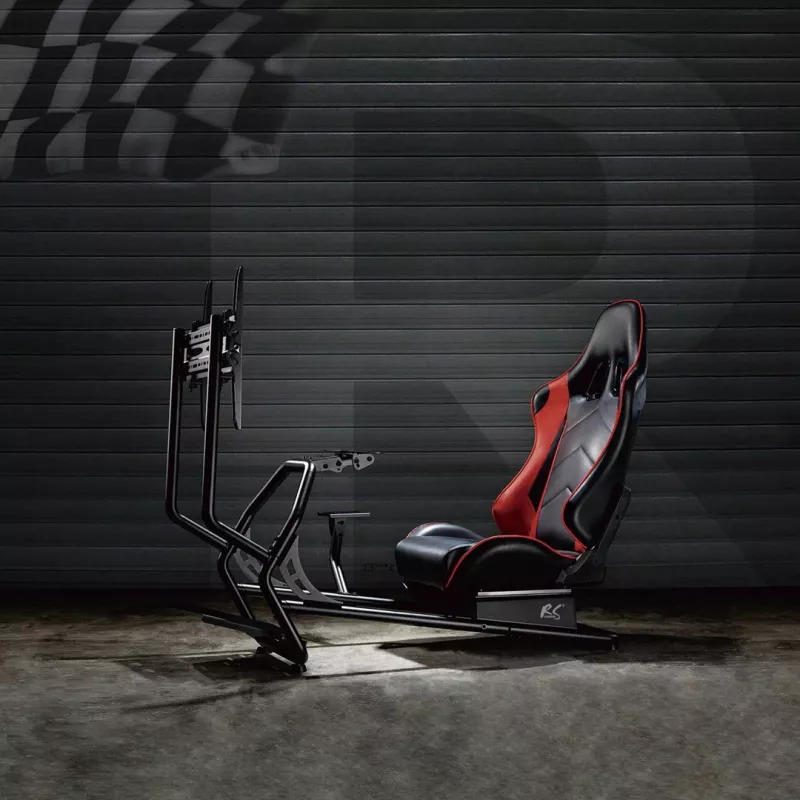 Silla gaming NanoRS RS160, soporte para simulador de carreras 3 en 1, para PC, consolas, jugadores, tapizado de cuero sintético, soporte de volante, soporte de TV hasta 50 inch, VESA máx. 400x400