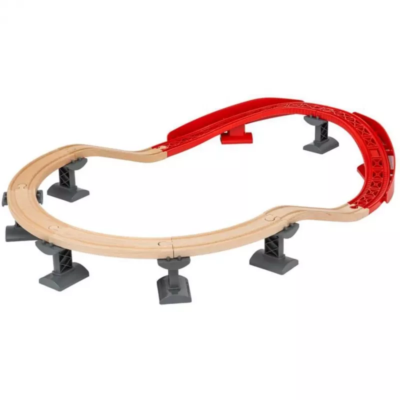 World pack de vías Montaña y Valle, tren de madera/rojo, 16 piezas