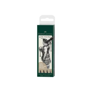 Faber-Castell Pitt Artist Pen FC-167153, negro, 4 uds.