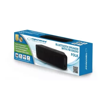 Altavoz portátil estéreo ESPERANZA FOLK negro — 6 W RMS, Bluetooth, MicroSD, batería LiPo