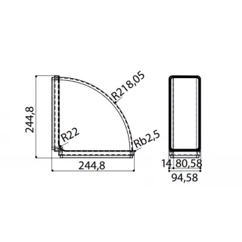 Faber Curve CRO 90 – Codo de 90° para conducto de extracción rectangular 220 x 90 mm