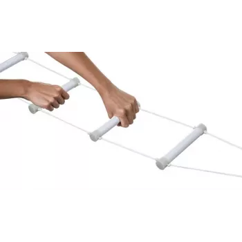 Escalera de cama de rehabilitación Qmed DRQM3G0AAXXXP, 4 peldaños, polietileno, carga máxima 90 kg, fluorescente, ancho de peldaño 25 cm
