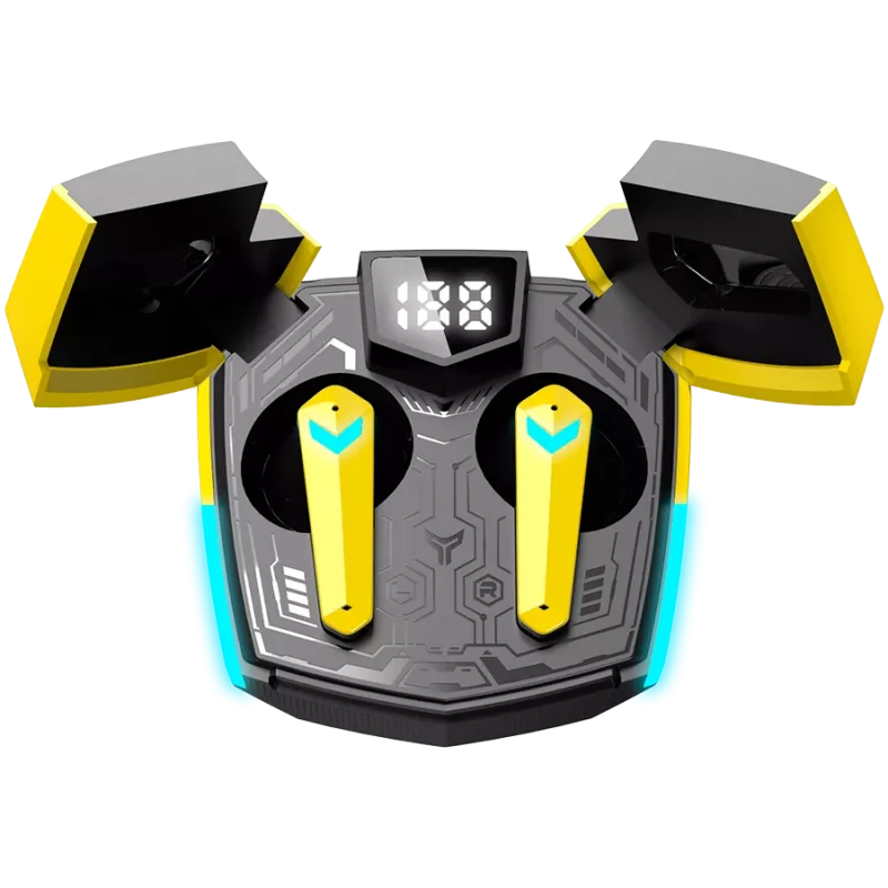 Auriculares Canyon GTWS-2 inalámbricos con gancho para el oído gaming USB Type-C Bluetooth base de carga amarillos (CND-GTWS2Y)