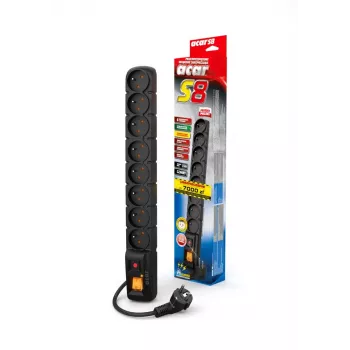 ACAR S8 negro 8 tomas de corriente AC 230 V 5 m