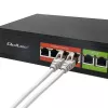 Switch Ethernet PoE QOLTEC 52289 — 4x puertos RJ45 PoE, 2x RJ45 uplink, presupuesto PoE 65W