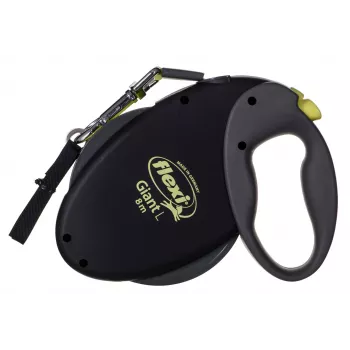 flexi Giant L Correa retráctil para perros, 8 m cinta, negro/amarillo