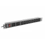 Unidad de distribución de energía para rack LANBERG PDU-02I1908I-0200-C20-BK — 1U, 10×C13, 16A, cable de 2 m, 19