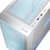 Caja de PC LOGIC Dart Pro Midi ARGB blanca — torre Midi, ATX, 456×200×385 mm, GPU máx. 34 cm, altura de disipador de CPU 155 mm, 3x120mm frontal + 1x120mm trasero, USB 3.0 x2, USB-C x1