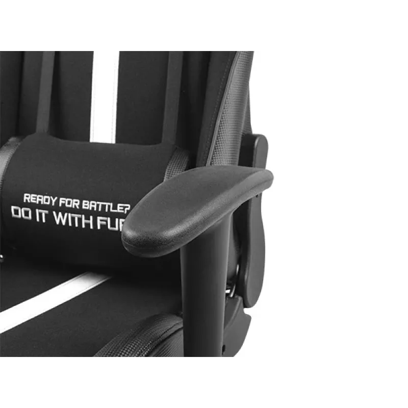 Silla gaming FURY Avenger XL Universal con asiento acolchado negro y blanco