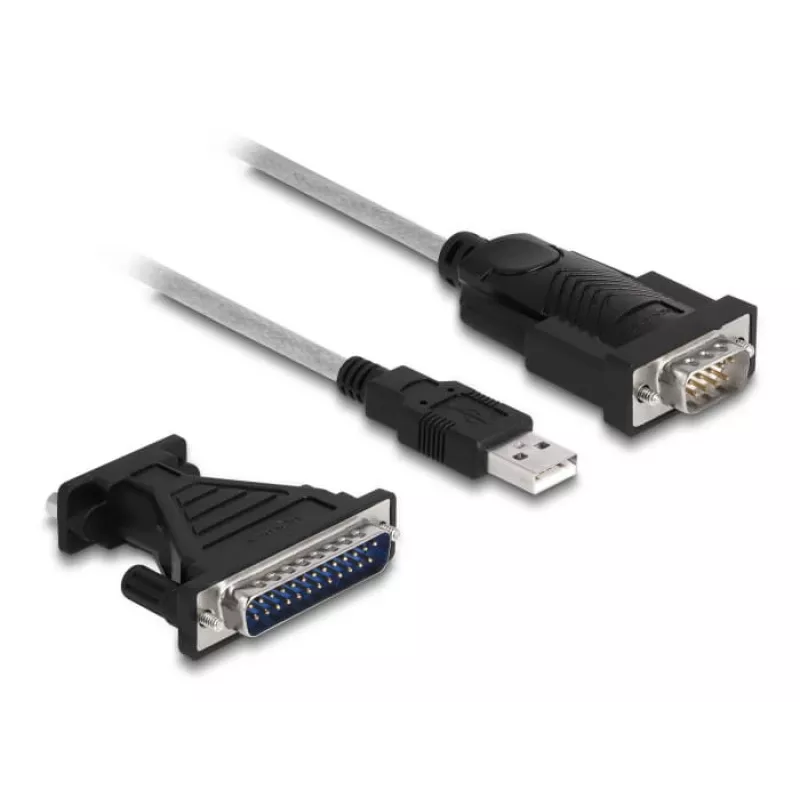 Adaptador DeLOCK USB 2.0 Type-A a serie RS-232 D-Sub 9 + D-Sub 25