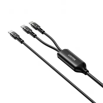Cable USB-C 2 en 1 Unitek C14146ABK01 1,8 m, USB-C a USB-C, 100 W PD, negro