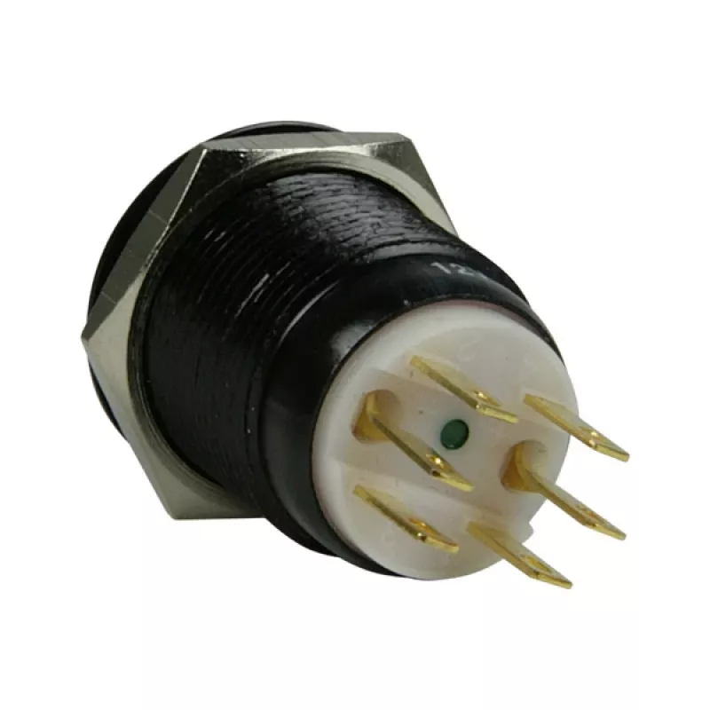Lamptron LAMP-SW1913L-H interruptor antivandálico 19 mm, Blackline, verde
