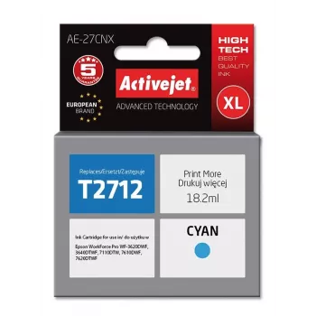 Activejet AE-27CNX tinta (sustituto de Epson 27XL T2712; Supreme; 18 ml; cian)