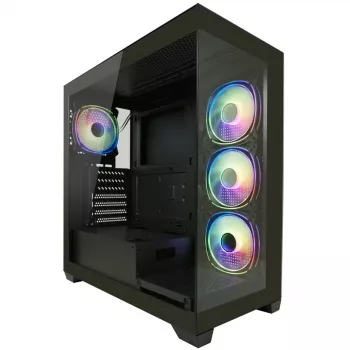 LC-Power Caja MidiTower 715B negra USB3.2/Audio sin fuente de alimentación SEAMLESS_X (LC-715B-ON)