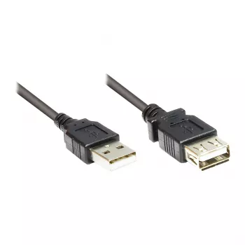 Alargador USB 2.0 conector macho A a conector hembra A, negro, 15 cm, Good Connections® (2511-OF01S)