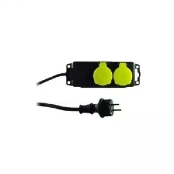 Alargador de corriente REV 0512467555 1,4 m 2 tomas de corriente AC para exterior negro verde