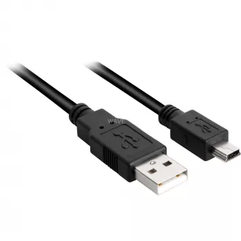 Cable USB 2.0, conector macho USB-A > conector macho Mini-USB (negro, 1,0 metros, doble apantallado)