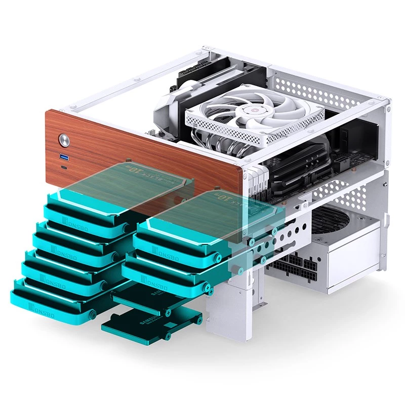 Caja de ordenador Micro-Tower Jonsbo N4 BLANCO Mini-ITX con cristal templado