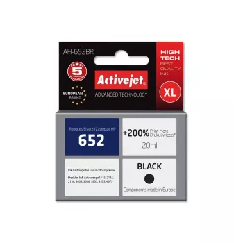 Cartucho de tinta ActiveJet AH-652BR compatible para HP, tinta pigmentada negra, 20 ml, alto rendimiento (XL)