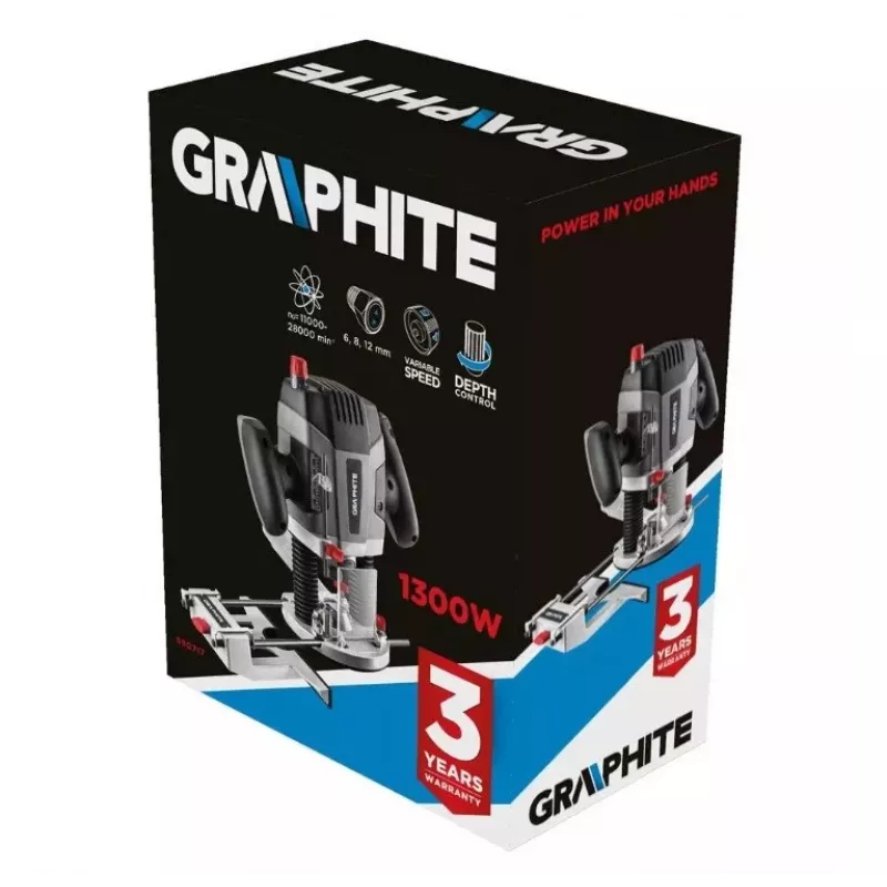 Fresadora de eje superior 1300W Grap344hite portabrocas 6-12mm