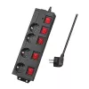 Regleta de alimentación LogiLink LPS251 1,5 m 4 tomas de corriente para interiores Negra