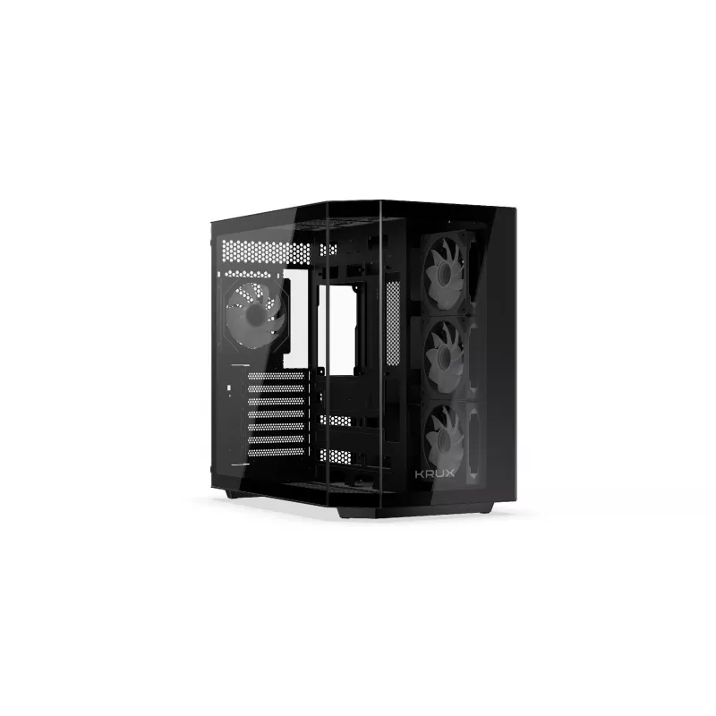 Krux Empero KRXD010 caja de PC Midi Tower, ATX, cristal templado, 4 ventiladores ARGB de 120 mm, negra - GPU hasta 420 mm, disipador de CPU hasta 155 mm, 2x 3,5" + 3x 2,5" bahías