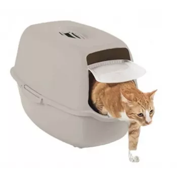 Arena para gatos rotho Kuweta Bailey beige – modelo 4004507422, arenero compacto con tapa, filtro de carbón y asa de transporte