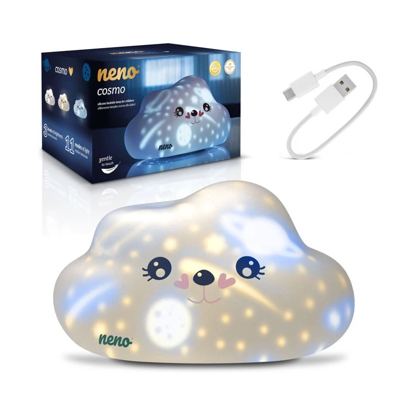 Luz nocturna LED para cama neno COSMO – portátil, silicona, recargable, 3 niveles de brillo, blanca, a pilas