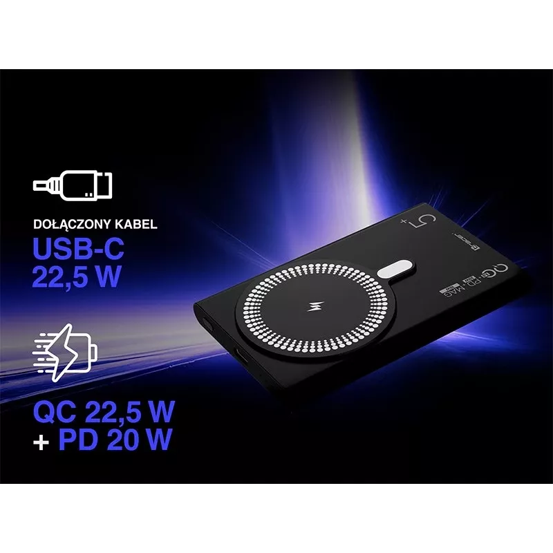 Tracer AirMag2 TRABAT47645 batería externa, 5000 mAh, PD 20 W, carga inalámbrica magnética de 15 W, compatible con MagSafe, negra